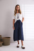 NAYA NPA26127 Round-Neck Contrast Skirt Belted Dress