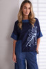 NAYA NPA26273 Denim-Look Print Top, Contrast Trim