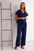 NAYA NPA26193 Wide-Leg Patch-Pocket Trousers - Navy