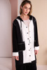 NAYA NAW26151 Two Tone Hooded Coat With Stud Front And Coverseam Stitch Detail