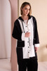 NAYA NAW26151 Two Tone Hooded Coat With Stud Front And Coverseam Stitch Detail
