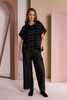 NAYA NAW26230 Check Knit Top With Leatherette Pocket And Zip Detail