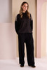 NAYA NAW26312 Animal Print Top With Collar And Contrast Sleeve