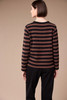 W26146 STRIPE POCKET FLEECE TOP BROWN/BLK