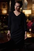 W26129 FRILL SLEEVE DRESS BLACK
