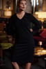 W26129 FRILL SLEEVE DRESS BLACK