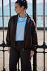 W26104 SATIN BLOUSON JACKET BROWN