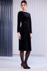 KATE COOPER KCAW26126 Velvet Dress With Pleated Detail @ Side With Trim