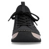 Rieker 45976-00 Black waterproof casual trainer with mesh detailing, chunky white sole and modern athletic