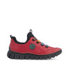 Rieker 57550-33 Multi-coloured fashion trainer featuring vibrant red, yellow and blue accents with chunky comfort sole.