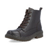 Rieker 78202-25 Black lace-up ankle boot with chunky sole, hiking-inspired styling and textile lining.