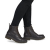 Rieker 78202-25 Black lace-up ankle boot with chunky sole, hiking-inspired styling and textile lining.