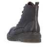 Rieker 78202-25 Black lace-up ankle boot with chunky sole, hiking-inspired styling and textile lining.