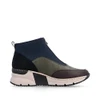 Rieker N6352-91 Black and grey wedge ankle boot with mixed materials, side zip and comfort sole.