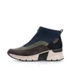 Rieker N6352-91 Black and grey wedge ankle boot with mixed materials, side zip and comfort sole.