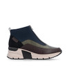 Rieker N6352-91 Black and grey wedge ankle boot with mixed materials, side zip and comfort sole.