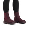 Rieker 91580-30 Burgundy ankle boot with warm lining, side zip and lightweight sole.