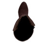 Rieker Y2050-25 Tall knee-high boot in rich brown leather-look finish with warm fur lining and low heel.