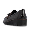 Rieker 53771-25 Brown leather comfort loafer with elastic gussets and lightweight walking sole.