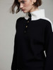 Skatie S97K13BLK Bicolor buttoned collar sweater