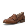 Remonte D0F05-24 Classic women's leather loafer in muskat brown with a low stacked heel, penny loafer strap detail and cushioned sole. Smart casual style.