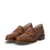 Remonte D0F05-24 Classic women's leather loafer in muskat brown with a low stacked heel, penny loafer strap detail and cushioned sole. Smart casual style.