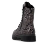 Remonte D2S72-03 Mid-height lace-up winter boot in black/brown python-effect finish with warm lining and chunky sole.