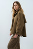 YAYA Long faux suede coat detachable collar