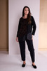ORA Clothing ORW26130 Animal Knit Top With Contrast Side And Hempanel