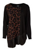 ORA Clothing ORW26130 Animal Knit Top With Contrast Side And Hempanel