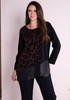 ORA Clothing ORW26130 Animal Knit Top With Contrast Side And Hempanel