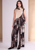 ORA Clothing ORW26137 Spiral Print Wide Leg Pull Up Trouser