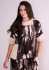 ORA Clothing ORW26135 Spiral Print Top With Crinkle Collar And Cuff