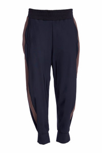 Naya NAW25120 Slim leg trouser with cuff detail and contrast panel at sideseams Black/Cocoa 973 Naya NAW25120 Slim leg trouser with cuff detail and contrast panel at sideseams Black/Cocoa 973