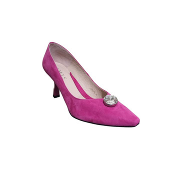 Emis 7975/042 High Heeled Dress shoe with extre width and diammoniate detail on the front Fuchia