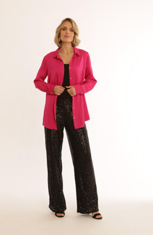 Pomodoro 62455 SOLID SEQUIN TROUSERS Color BLACK