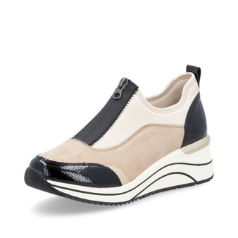 Remonte D0T08-60 – Women's Beige and Black Slip-On Trainers