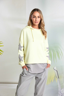 NAYA NAS26214 Hooded top with contrast cuff and front neckline Lemon 37