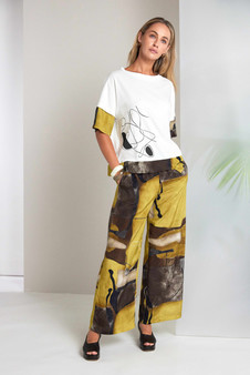 NAYA NAS26274 Wide leg print pull up trouser Oasis 35