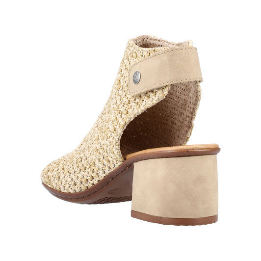 Rieker 64670-60 Block heeled peep toe with Sling heel Sand