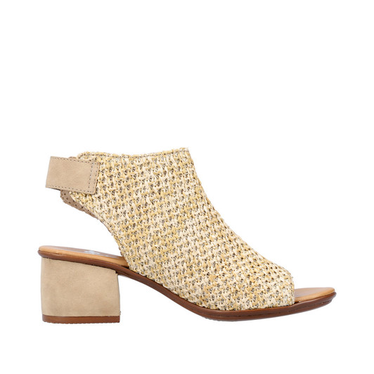Rieker 64670-60 Block heeled peep toe with Sling heel Sand