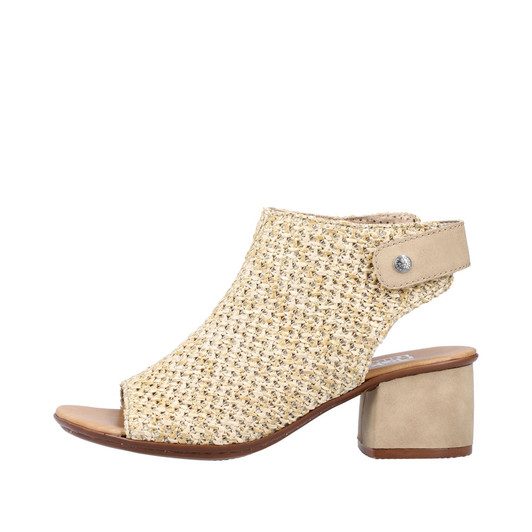 Rieker 64670-60 Block heeled peep toe with Sling heel Sand