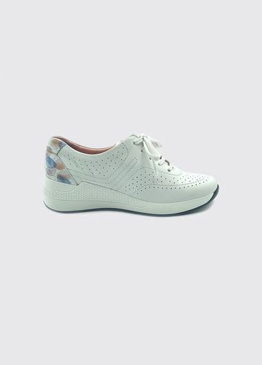 Suave Janis White Wedge Laced Wide fitting Shoe