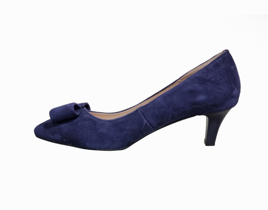 Emis 8049 Low Heeled Court with Bow Navy