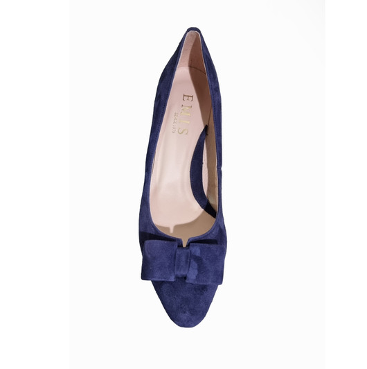 Emis 8049 Low Heeled Court with Bow Navy