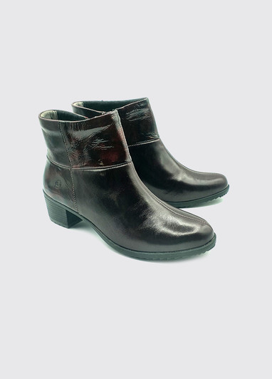 Suave Pauline  6040 Wide fitting heeled Ankle Boot Dark Burgundy