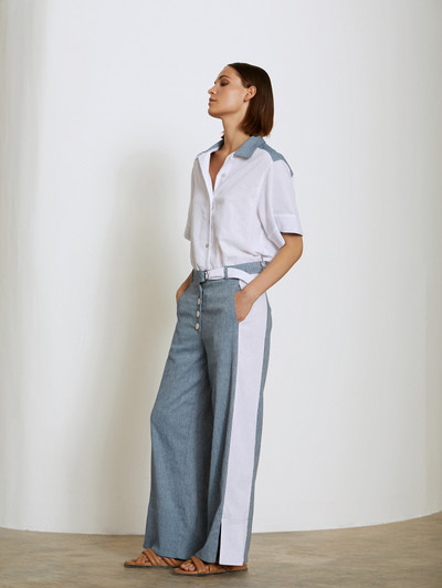 Skatie S05P96MYA Bicolour linen trousers