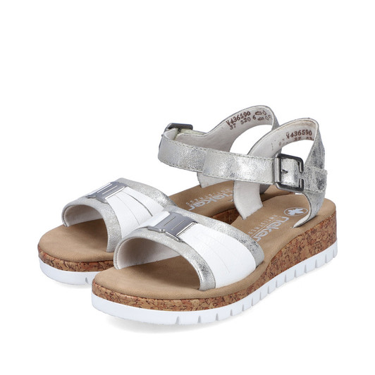 Rieker V4365-90 flat wedge sandal  Silver
