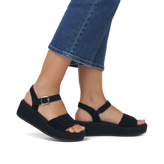 Remonte D1N50-00 Platform wedge sandal Black