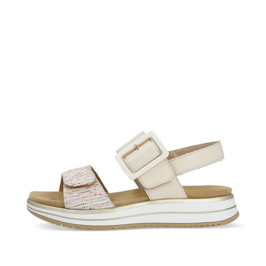 Remonte D1J53-60 Flat wedge sandal with double velcro strap Crean